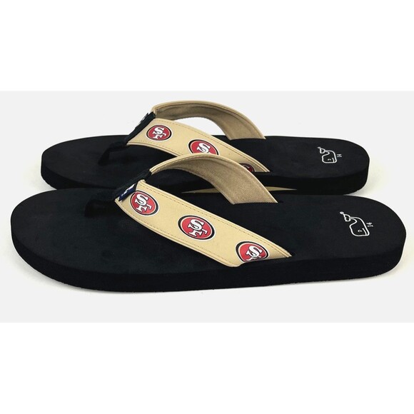 Vineyard Vines Mens Sandals Sz 14 Gold Flip Flops San Francisco 49ers New - Picture 3 of 9